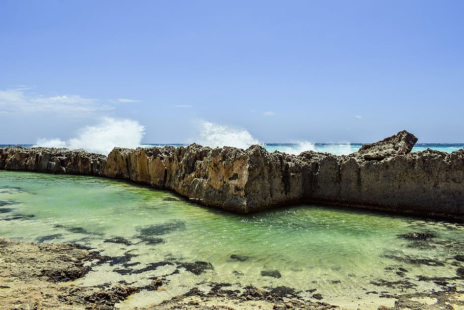 Formation, Waves, rocky coast, smashing, wind, geology, erosion HD wallpaper