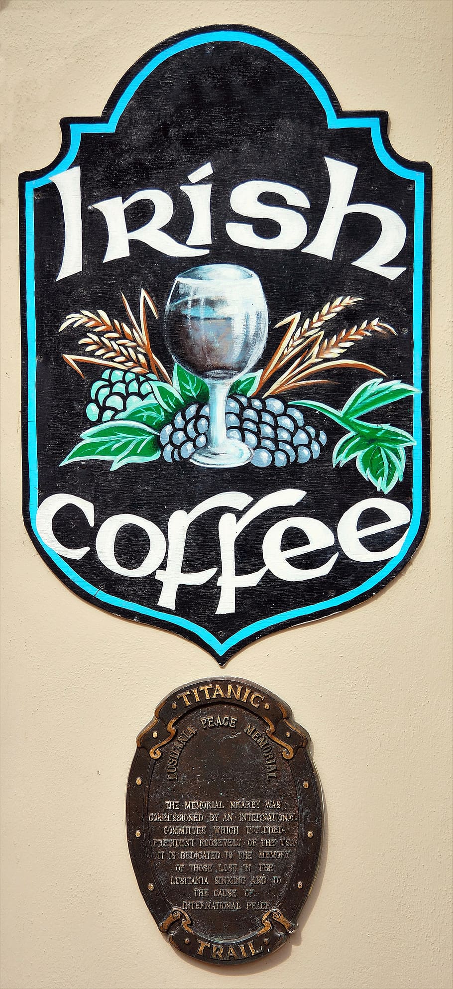 wall, plaque, art, sign, irish, coffee, ireland, text, no people HD wallpaper