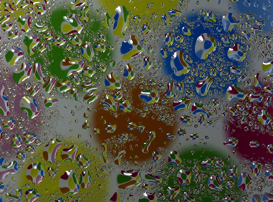 drops, macro, refractive, water, full frame, wet, close-up HD wallpaper