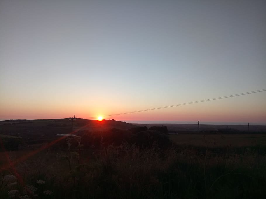Sunset, Cornwall, Redruth, tranquil scene, scenics, tranquility HD wallpaper