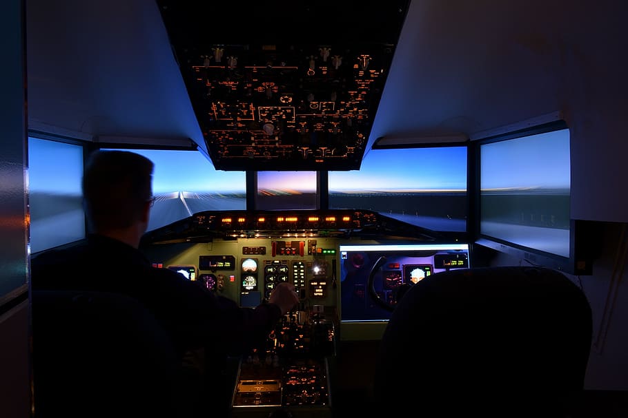 simulator, aviation, the md-80, dc 9, the cockpit, flight simulator HD wallpaper