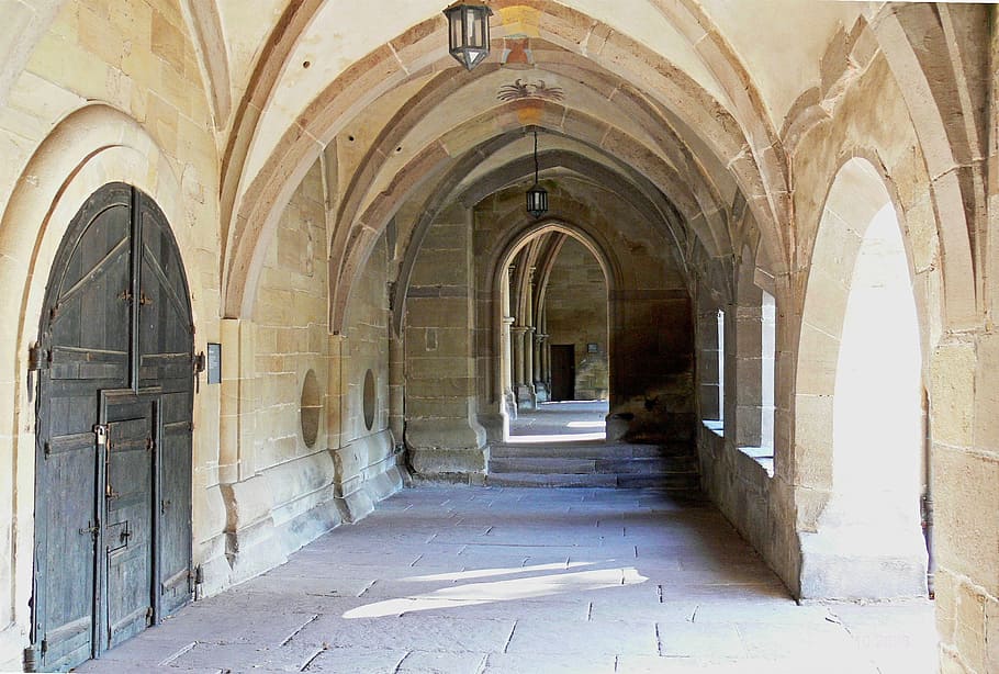 Vault, Monastery, Maulbronn, Medieval, abbey, archway, cloister, HD wallpaper