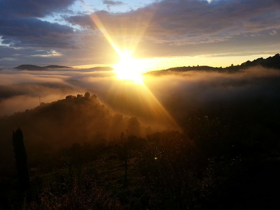 sunset, cévennes, sky, beauty in nature, scenics - nature HD wallpaper
