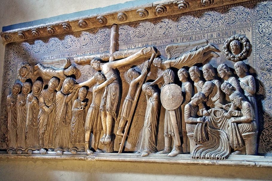 bas relief, crucifixion, gothic, duomo di parma, cathedral, HD wallpaper