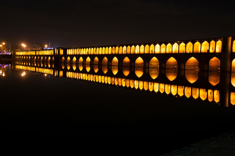 lighted room during nightime, photography, bridge, nighttime HD wallpaper