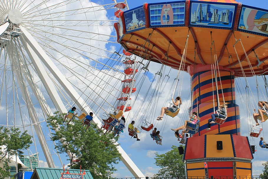 carousel, rides, park, amusement, fun, fair, circus, ferris HD wallpaper