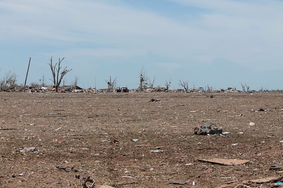 open field under cloudy sky, moore, oklahoma, tornado, disaster HD wallpaper