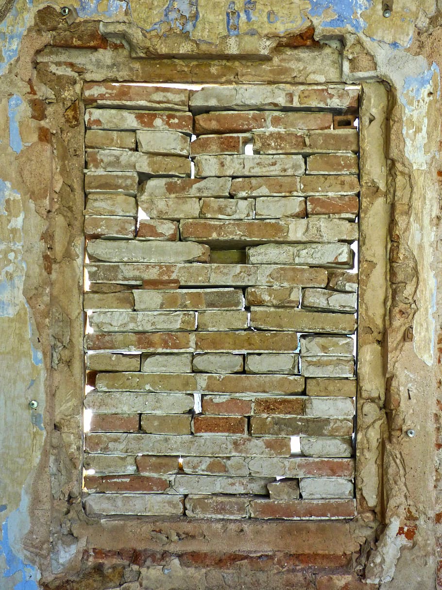 window, abandoned, ruin, bricks, boarded up, built structure HD wallpaper