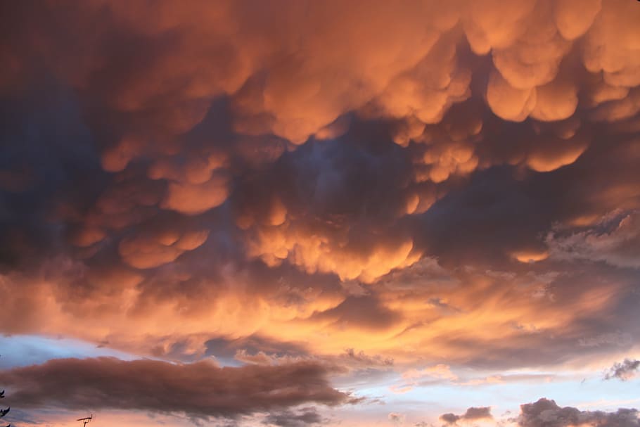 clouds, sunset, thunderstorm, sky, evening sky, abendstimmung HD wallpaper