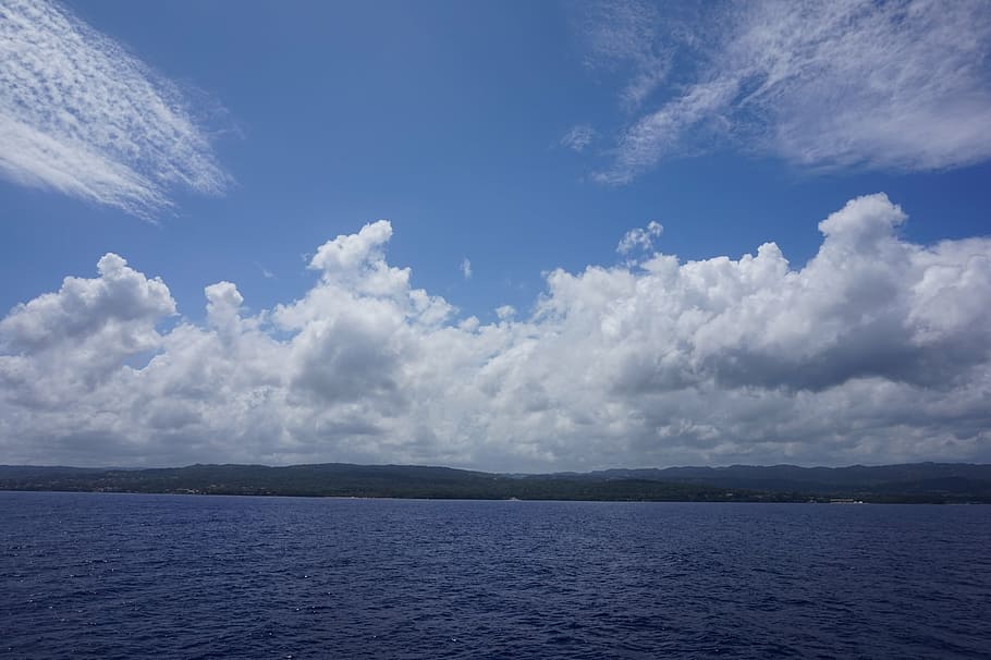 clouds, sky, blue, covered sky, clouds form, landscape, horizon HD wallpaper