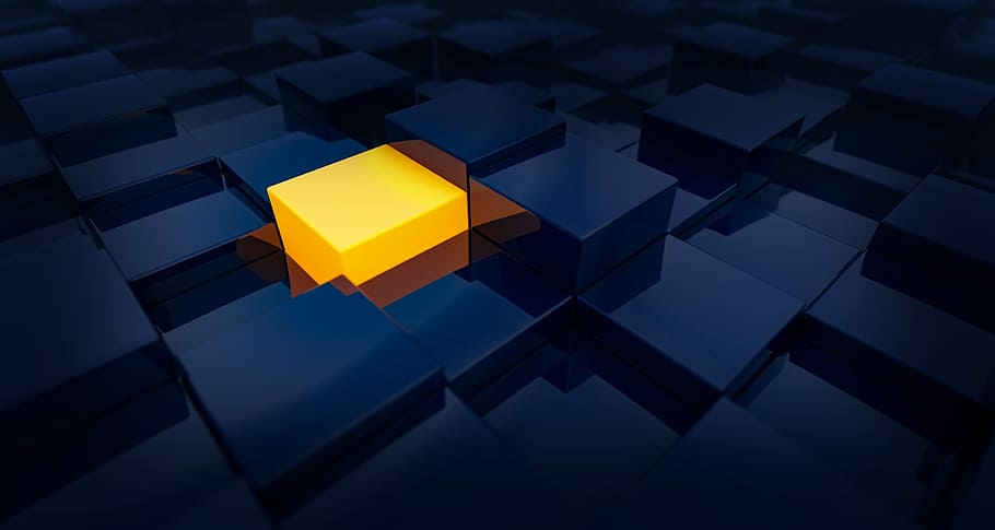 yellow and black artwork, Background, Cubes, Choice, One, blue, HD wallpaper