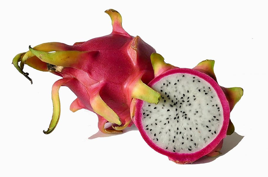 sliced dragon fruit, exotic fruits, pitaya, eat, tropical fruits