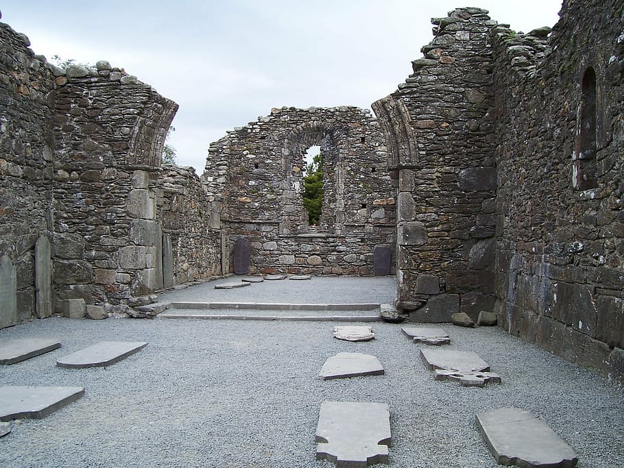ruin, tombs, stone, church, glendalough, cathedral, grave, majestic