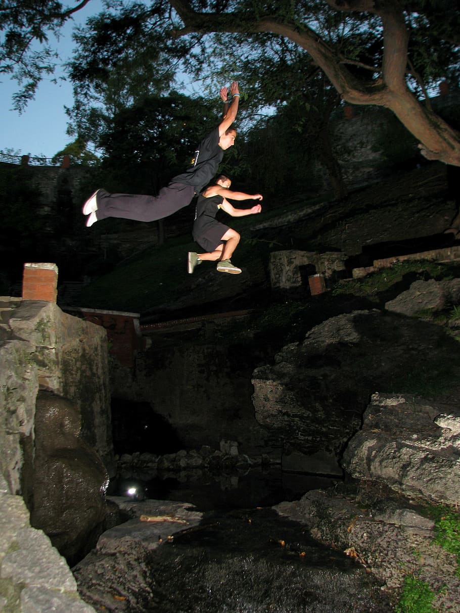 Parkour, Jump, Shadow, Ladder, Parana, running, trick, acrobatic HD wallpaper