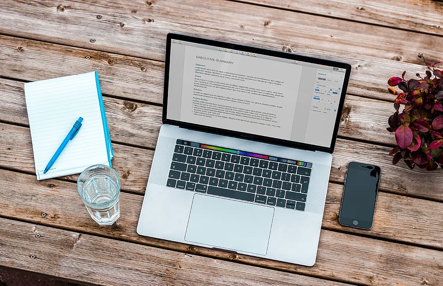 silver and black laptop on brown wooden table, computer, technology HD wallpaper