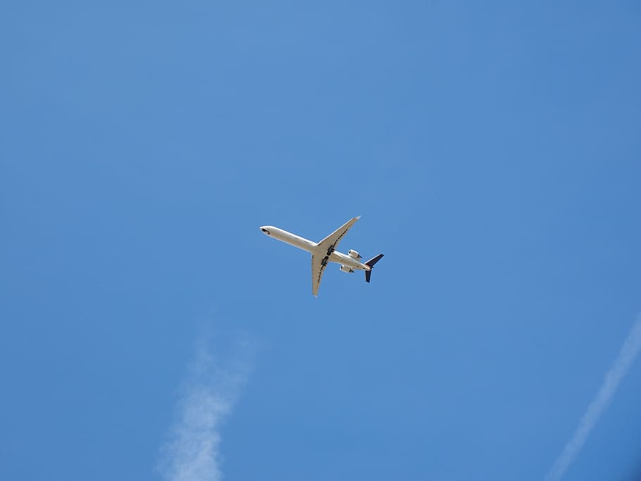 aircraft, sky, fly, blue, flyer, aircraft noise, travel, off on holiday HD wallpaper