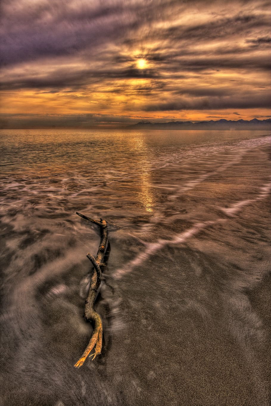 body of water, beach, solar, hdr, landscape, sunset, marine HD wallpaper