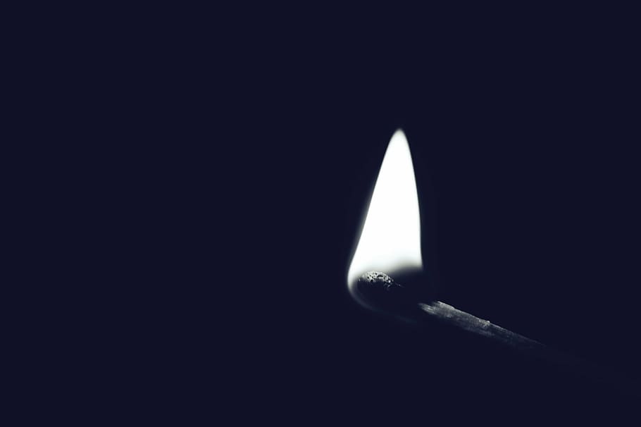 grayscale photo of light up match, dark, night, fire, no people HD wallpaper