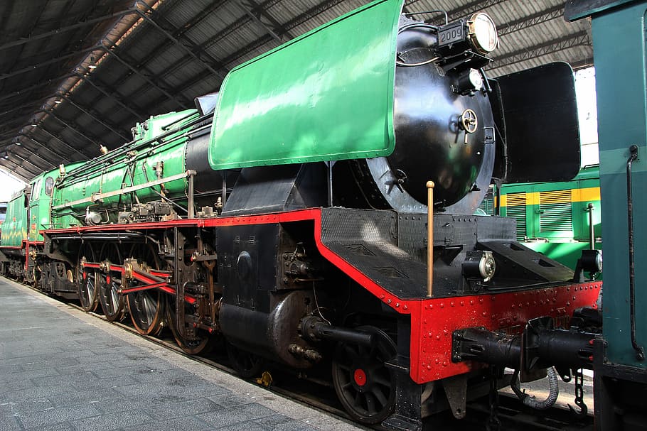 Railway Museum, Steam Engine, Train, green color, transportation HD wallpaper