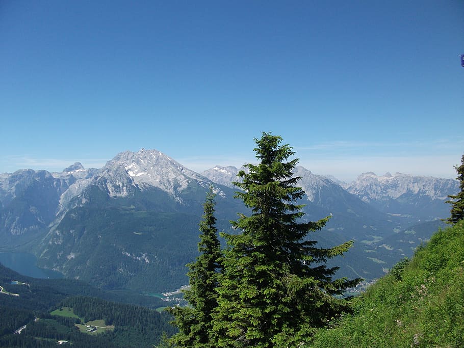 Sky, Mountains, Alpine, Nature, tree, pine tree, mountain range HD wallpaper