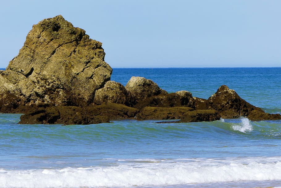 mar, blue, beach, nature, litoral, water, ocean, blue sky, portugal HD wallpaper