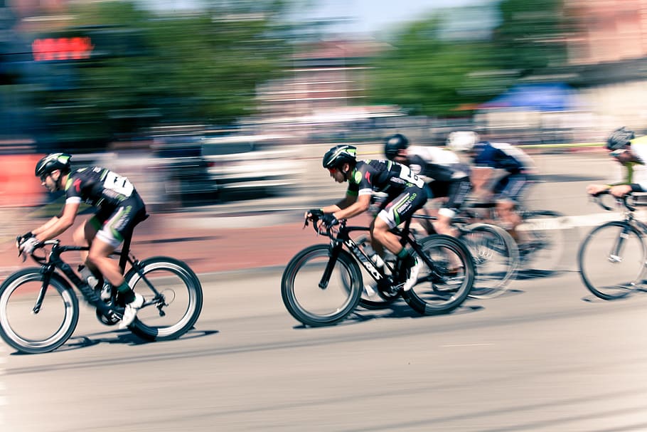 time lapse photography of bikers, blurred Motion, cycling, bicycle HD wallpaper