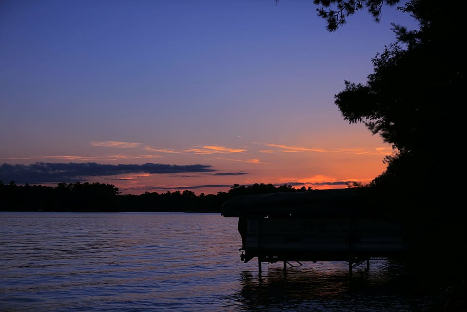 lake, chetek, sunset, sky, water, scenics - nature, tranquility HD wallpaper