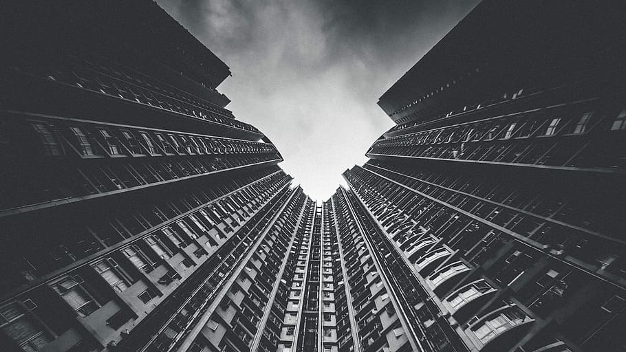 ant view of building, high-angle photography of high rise buildings