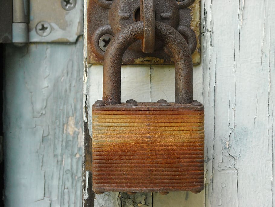 Lock, Rust, Padlock, rusted, rusty, weathered, old, wood - material HD wallpaper