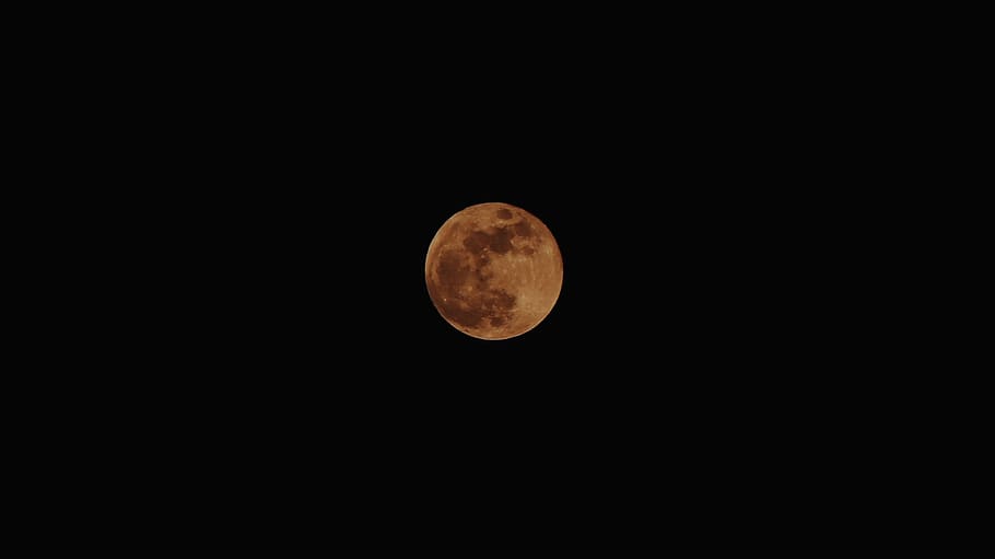 Lost, full moon during night, sky, orange, space, astronomy, beauty in nature HD wallpaper