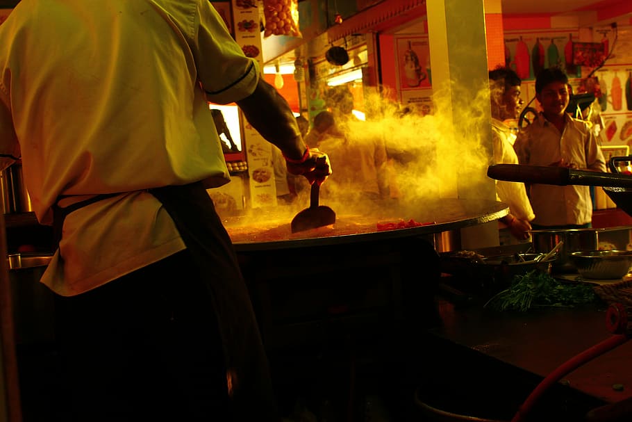 dosas, baking, cooking, chef, roadside, vendor, group of people HD wallpaper