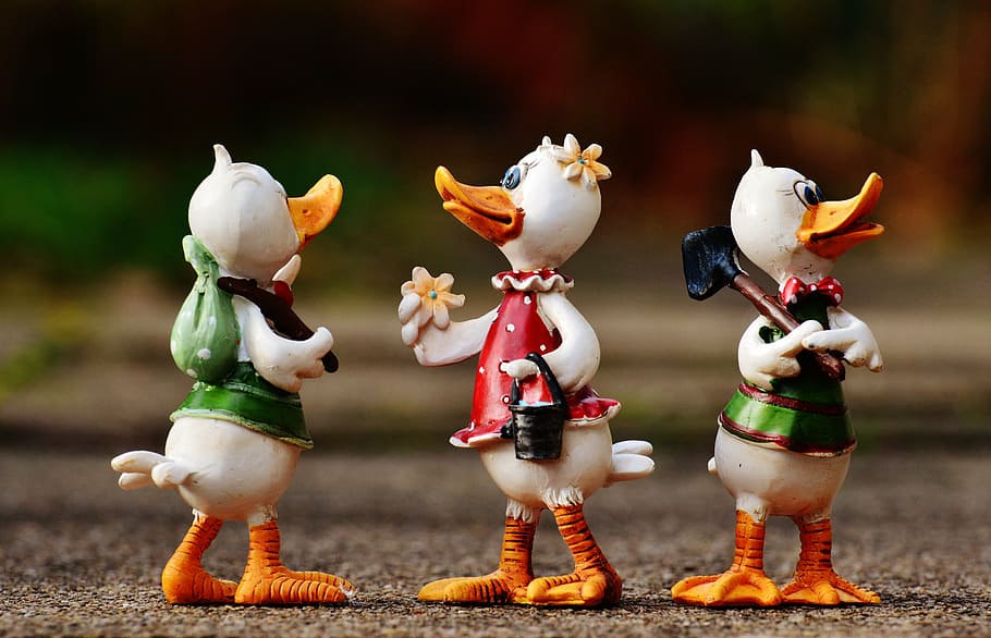 ducks, funny, group, cute, art stone, figure, plumage, bill HD wallpaper