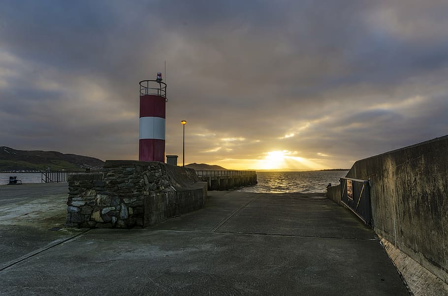 lighthouse, buncrana, ireland, donegal, irish, coast, sea, building, HD wallpaper