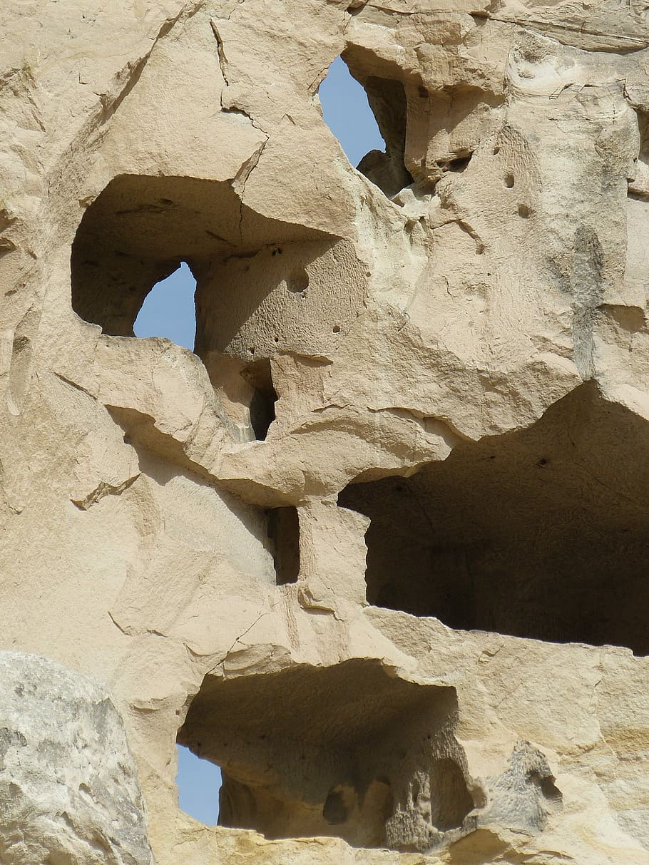 Stone, Rock, Tufa, Leaching, Erosion, hollowed out, holes, edited, HD wallpaper