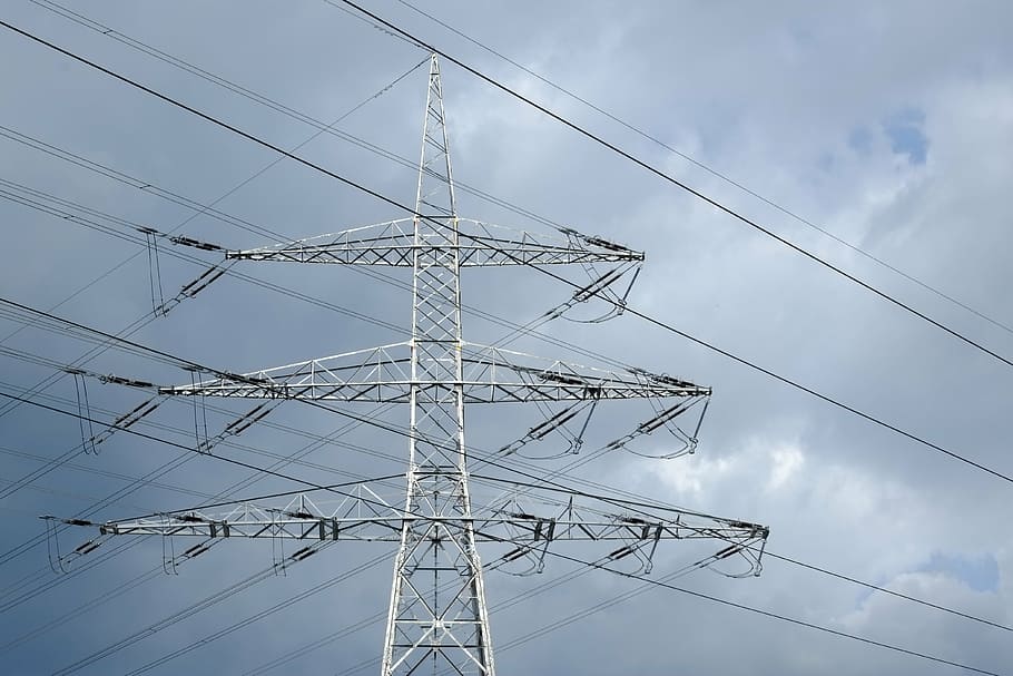 pylon, current, electricity, strommast, power line, energy HD wallpaper
