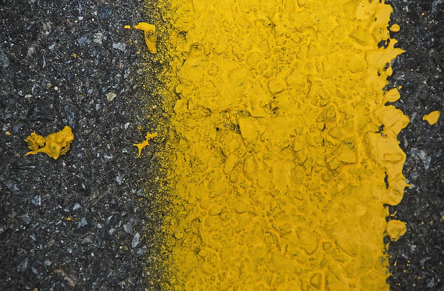 yellow painted asphalt road, tar, mark, central reservation, stripes, HD wallpaper