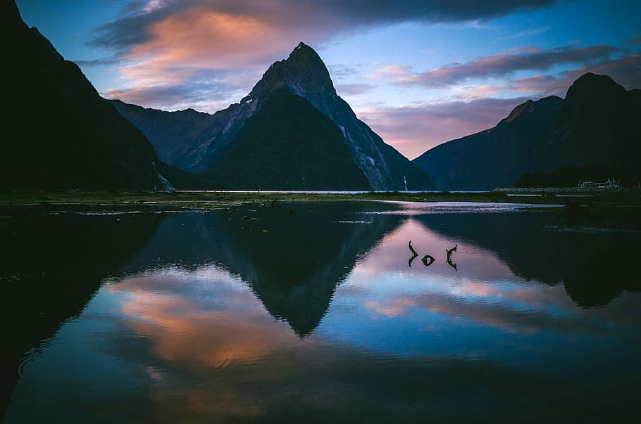 Waters and landscape of Milford Sound, New Zealand, photos, lake