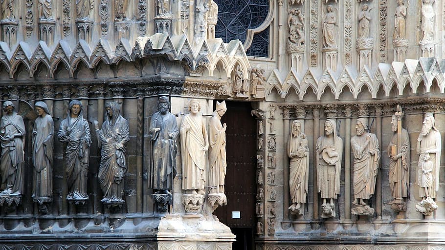 reims, saints, white, sculpture, architecture, human representation HD wallpaper