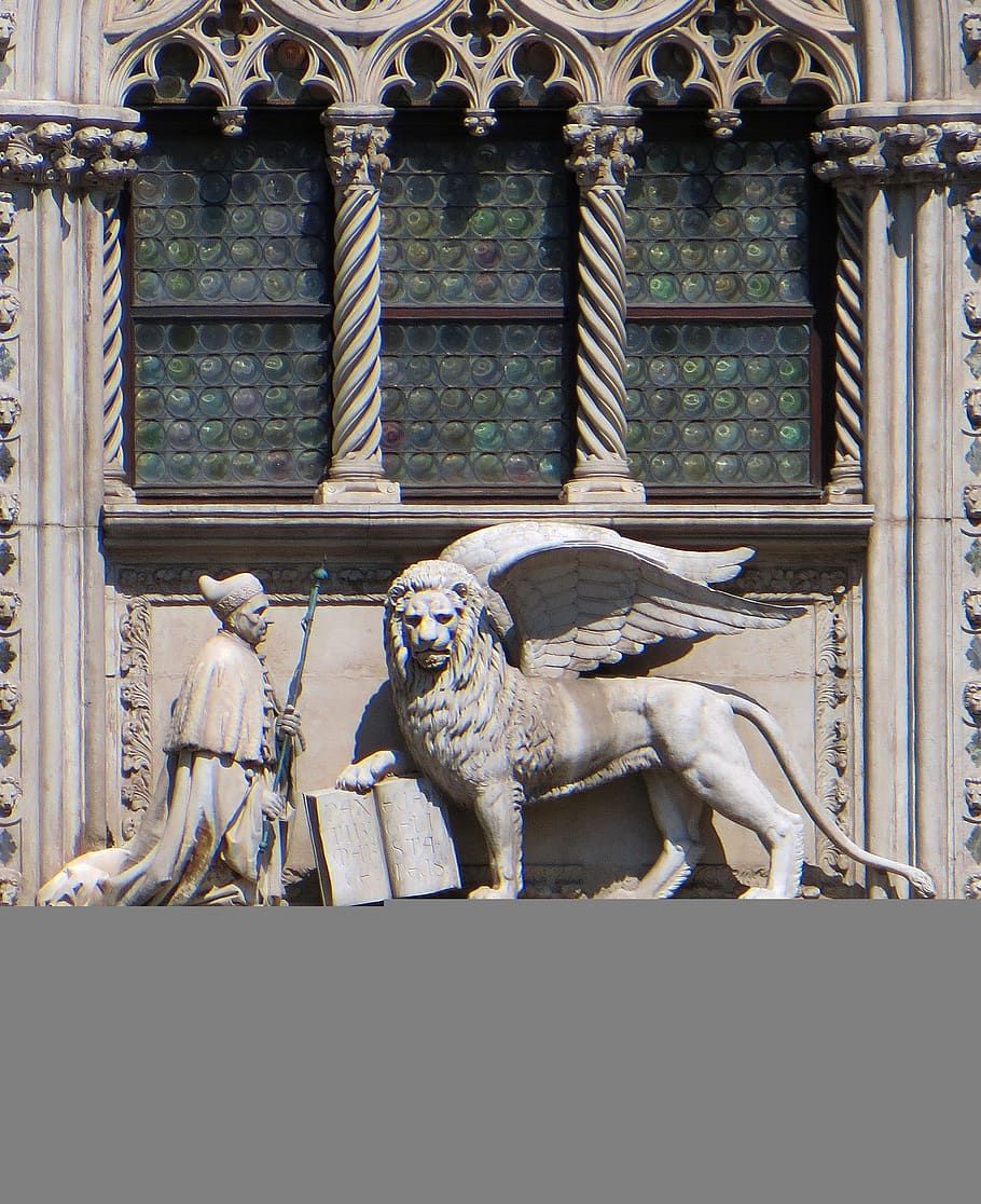 venice, san marco, lion, doge, coat of arms, mammal, architecture, HD wallpaper