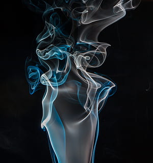 Blue and White Smoke Digital Wallpaper, abstract, black background HD wallpaper