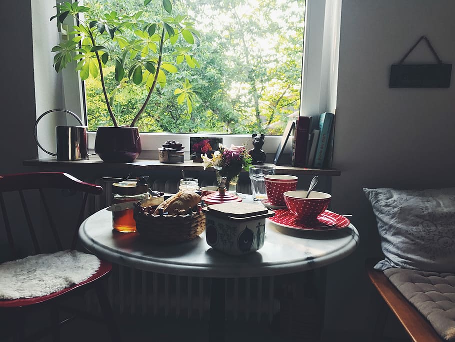 Breakfast, coffee, fruit, good morning, honey, kitchen, lifestyle HD wallpaper