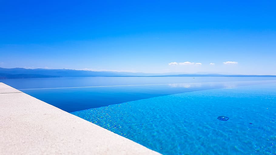 Sea, Pool, Blue, Sky, Sky, Europe, Croatia, water, scenics, HD wallpaper