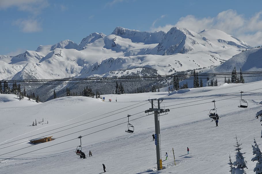 ski lift, skiing, whistler, canada, british columbia, winter, HD wallpaper