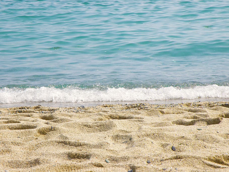 small waves into beach shore, Sea, Foam, Sand, nature, summer HD wallpaper
