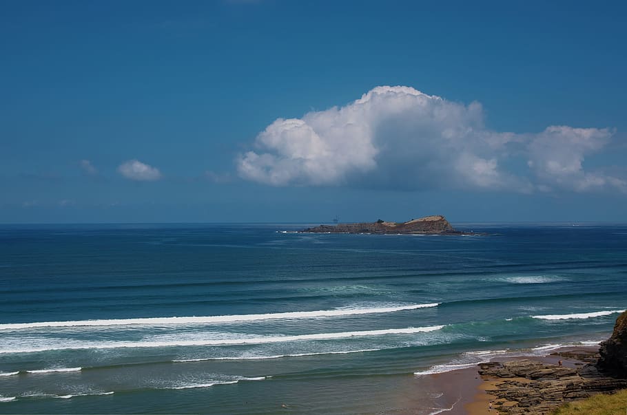 Sea, Clouds, Beach, Horizon, sky, costa, ocean, nature, landscape HD wallpaper