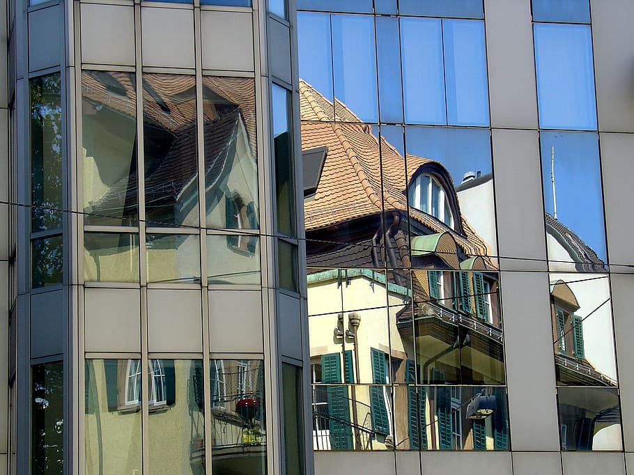 mirroring, glass, window, building, architecture, reflections HD wallpaper