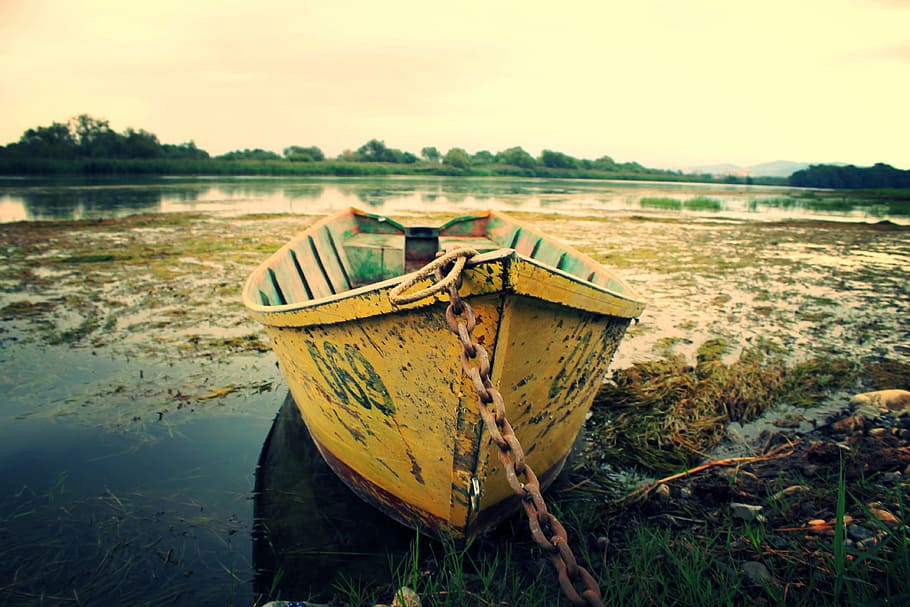 Boat, Leak, Water, nautical vessel, outdoors, no people, field HD wallpaper