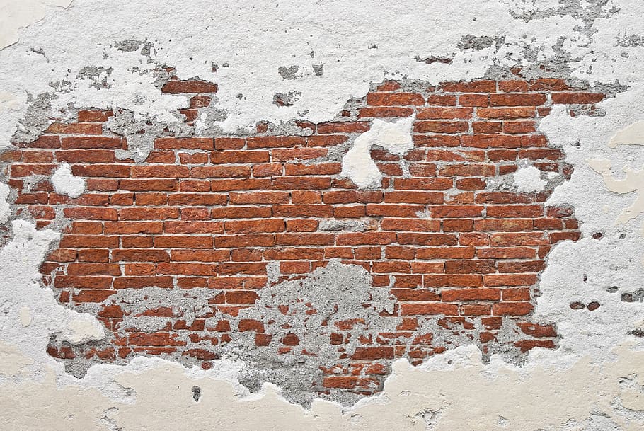 brown brick wall, white and brown concrete wall, er, venice, mural HD wallpaper