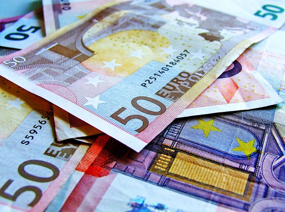 banknotes, currency, euro, 50, used notes, money, finance, business, HD wallpaper