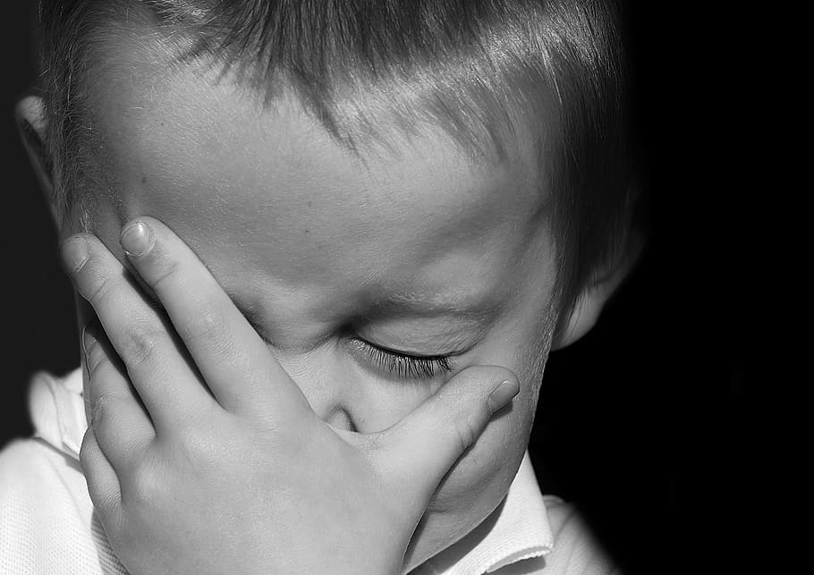 grayscale photography of toddler boy in white shirt, portrayal HD wallpaper
